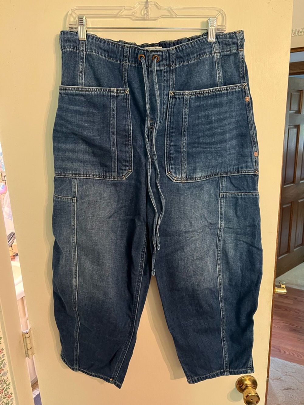 We The Free Indigo Denim Elastic Waist Pants